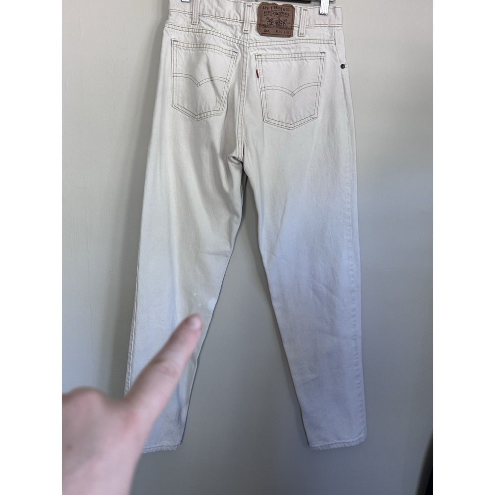 Vintage '92 Levi's 550 Jeans 30x32 (28x31) Cream 90s Made in USA Orange Tab - Picture 8 of 16